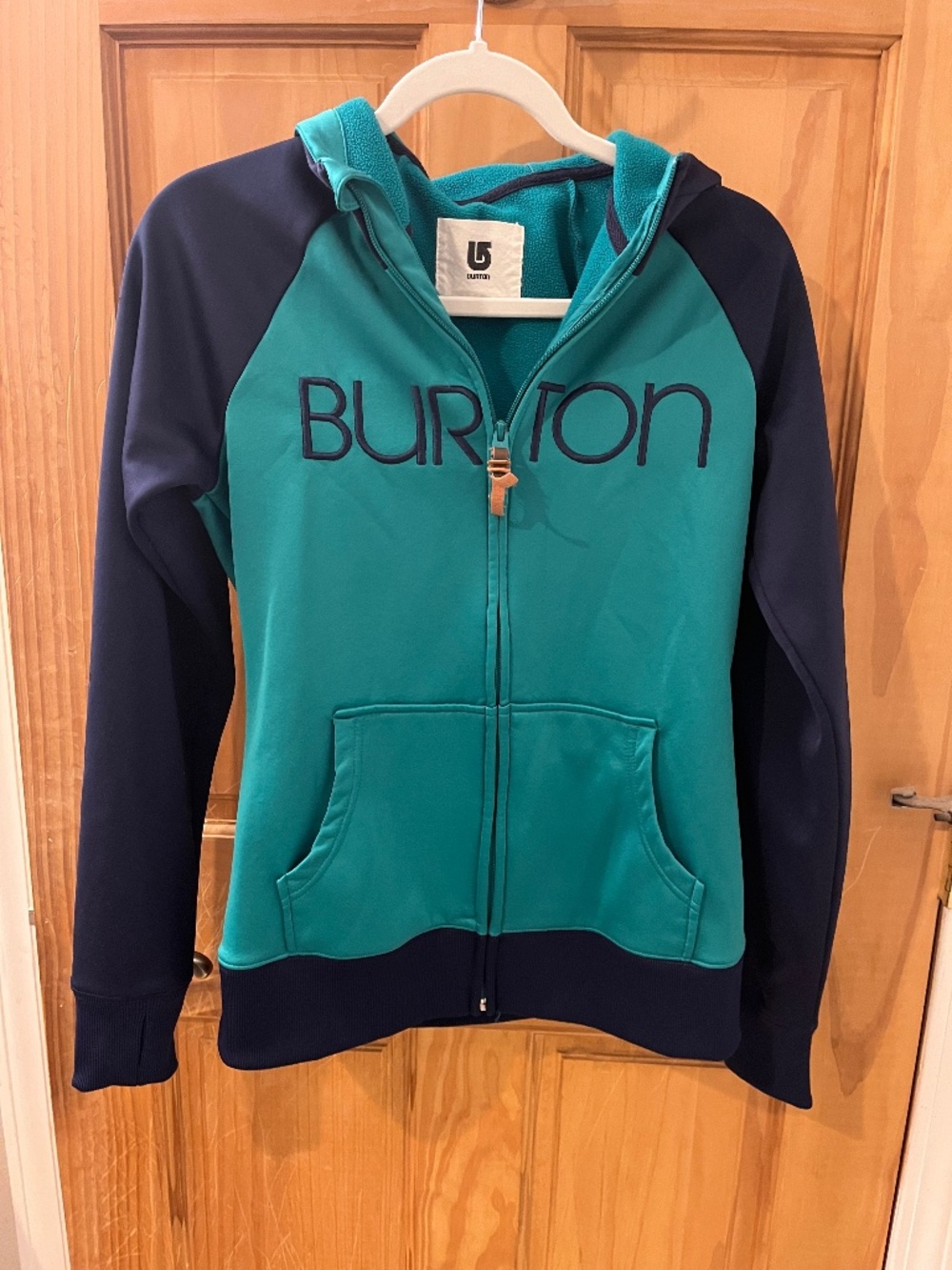 Burton Women's Teal & Navy Fleece-Lined Zip Hoodie (M)  Pocket DRYRIDE